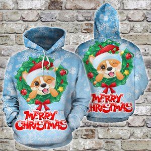 Reindeer merry Christmas snowflake pattern hoodie